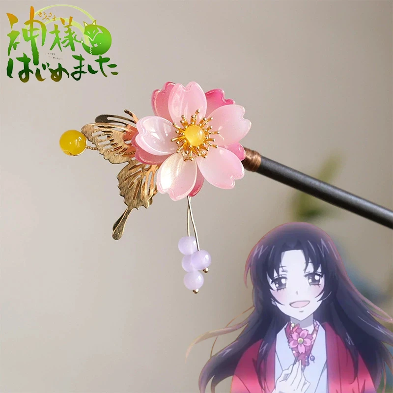 Anime Kamisama Love Momozono Nanami Cosplay Hair Stick Cherry Blossom Colored Glaze Hairpin Retro Hanfu Headwear Hair Accessory
