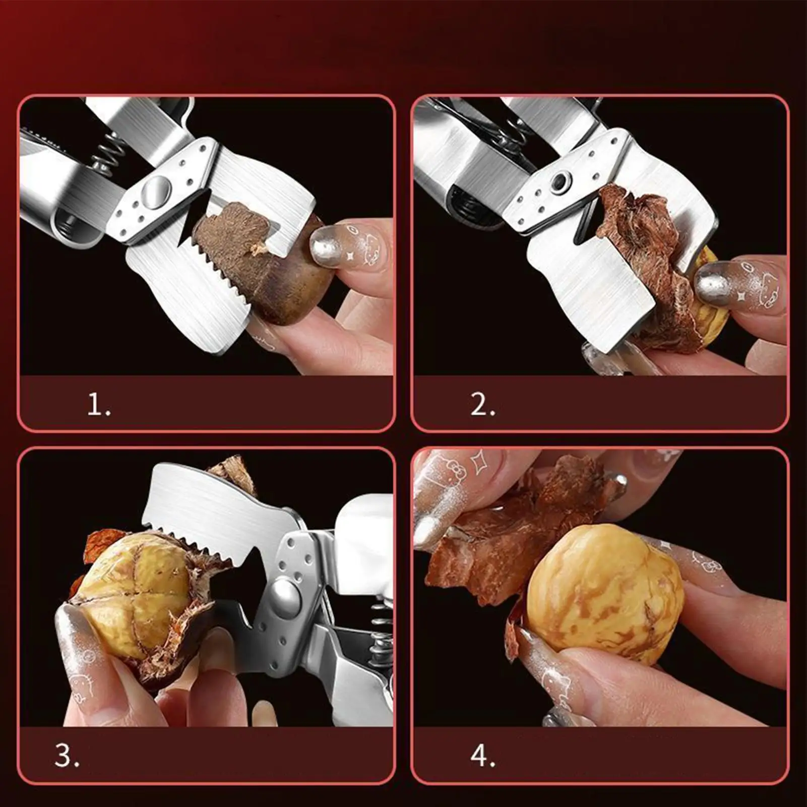 Kastanien-Cracker-Werkzeug, multifunktionale Zange, Edelstahl, Nussknacker, Schäler für Urlaubslebensmittel, Vorrep, Familienküche, Zuhause