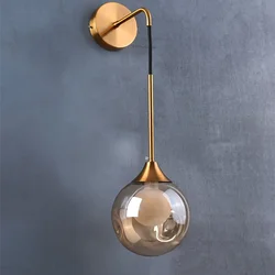 Modern Led Wall Lamp Glass Ball Gold  Sconce Lighting Indoor Living Bedroom Kitchen Fixture Bedside Decor Luminaire Nordic Light