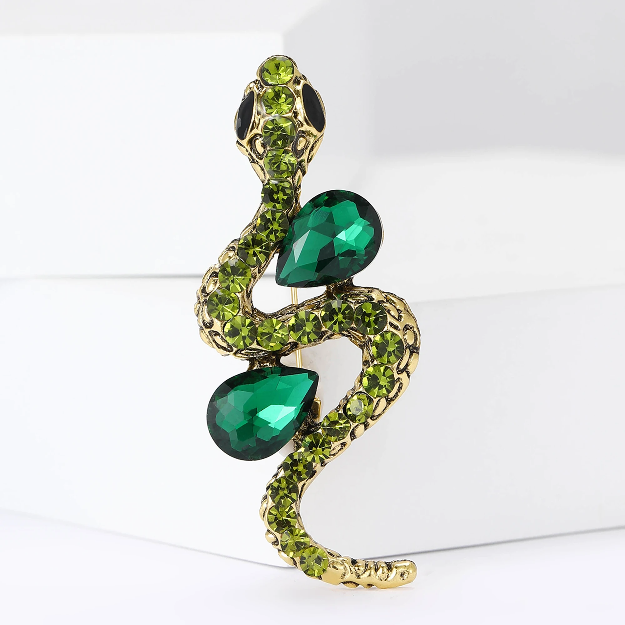 Vintage Rhinestone Snake Brooches for Women Unisex Animal Pins 2-color Available Office Party Accessories Gifts