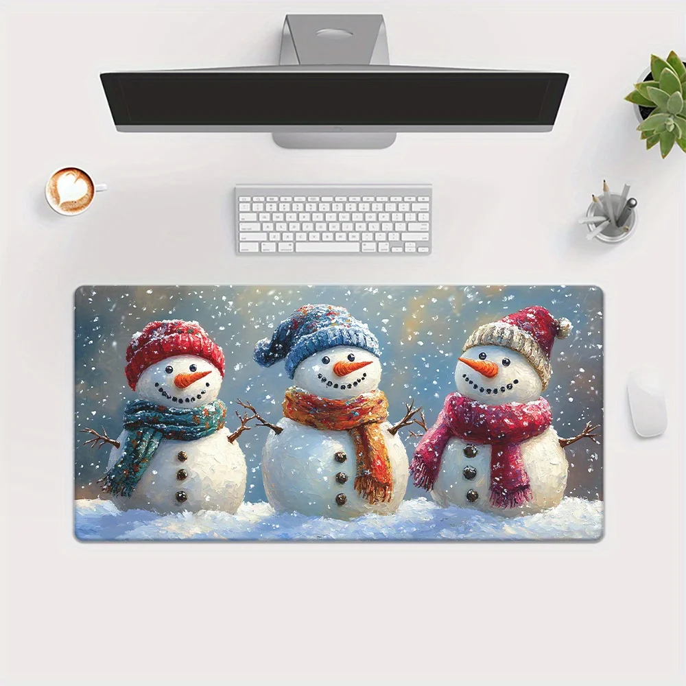

Wwing-themed snowman and snowflake pattern mouse pad made of rubber, washable, comfortable, anti-slip, durable and thickened