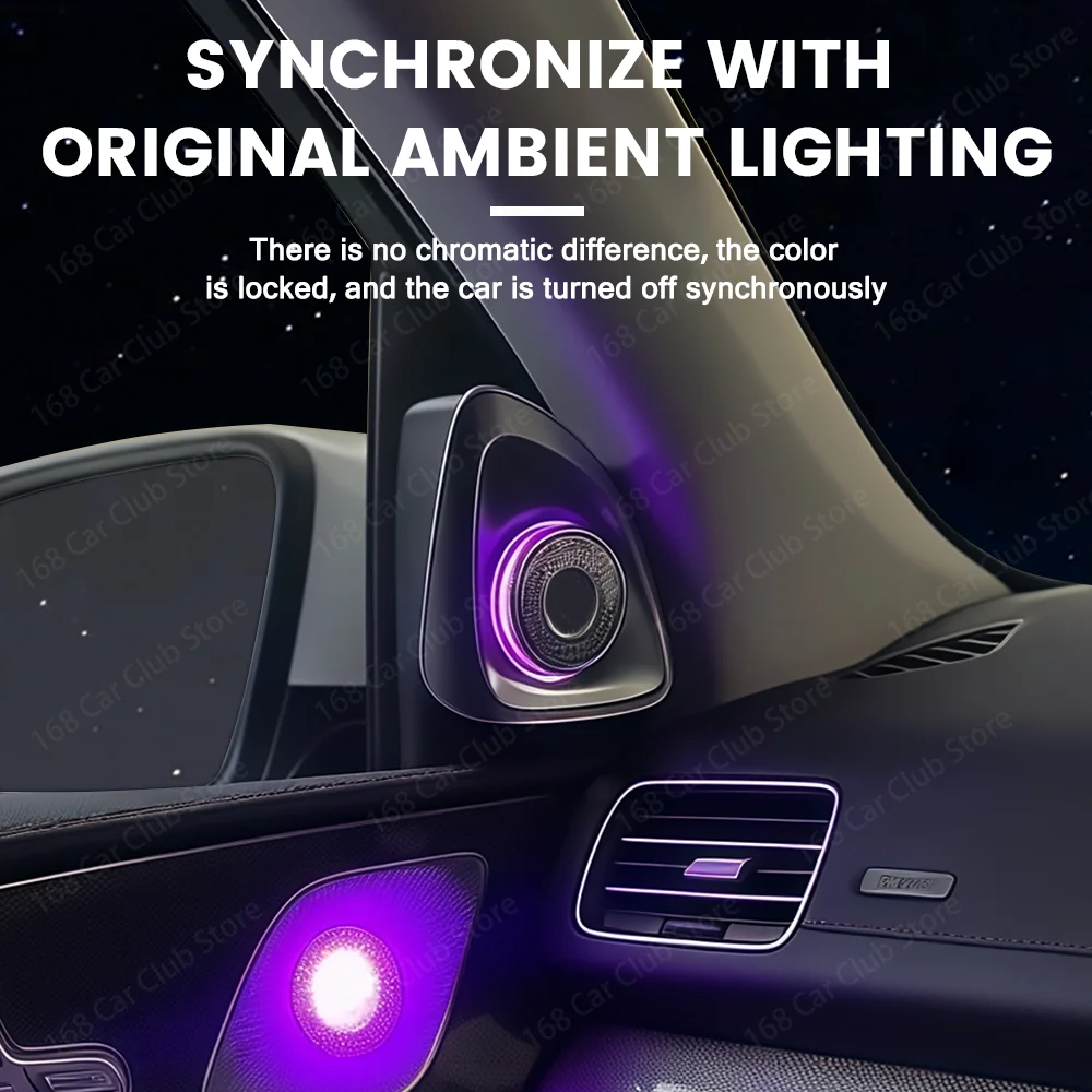 LED 4D Rotating Speaker Ambient Light For Mercedes Benz W167 2020 GLE GLS GLE53 GLS63 Car Speaker Decorative Lnterior Light