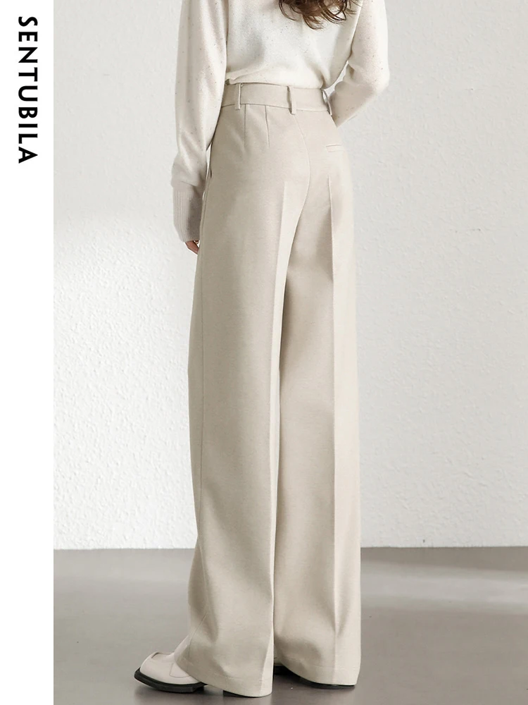 SENTUBILA High Waist Straight Dress Pant 2024 Spring Full Length Women's Wide Leg Suit Pants Casual Trousers Female 134K52057