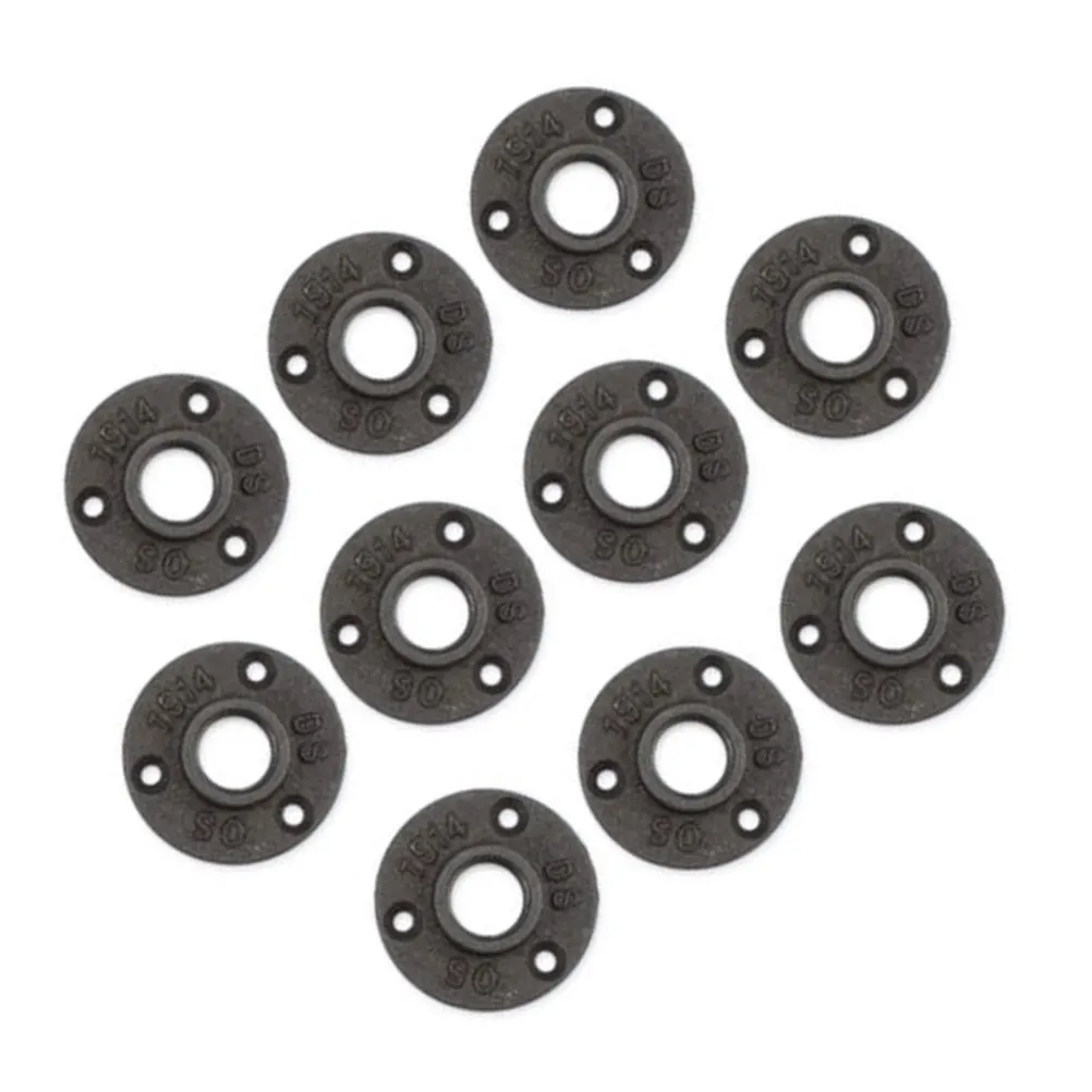

10pcs Flange Base Threaded Floor Wall Mounted Fittings Malleable Iron Premium Material Sturdy High Furniture
