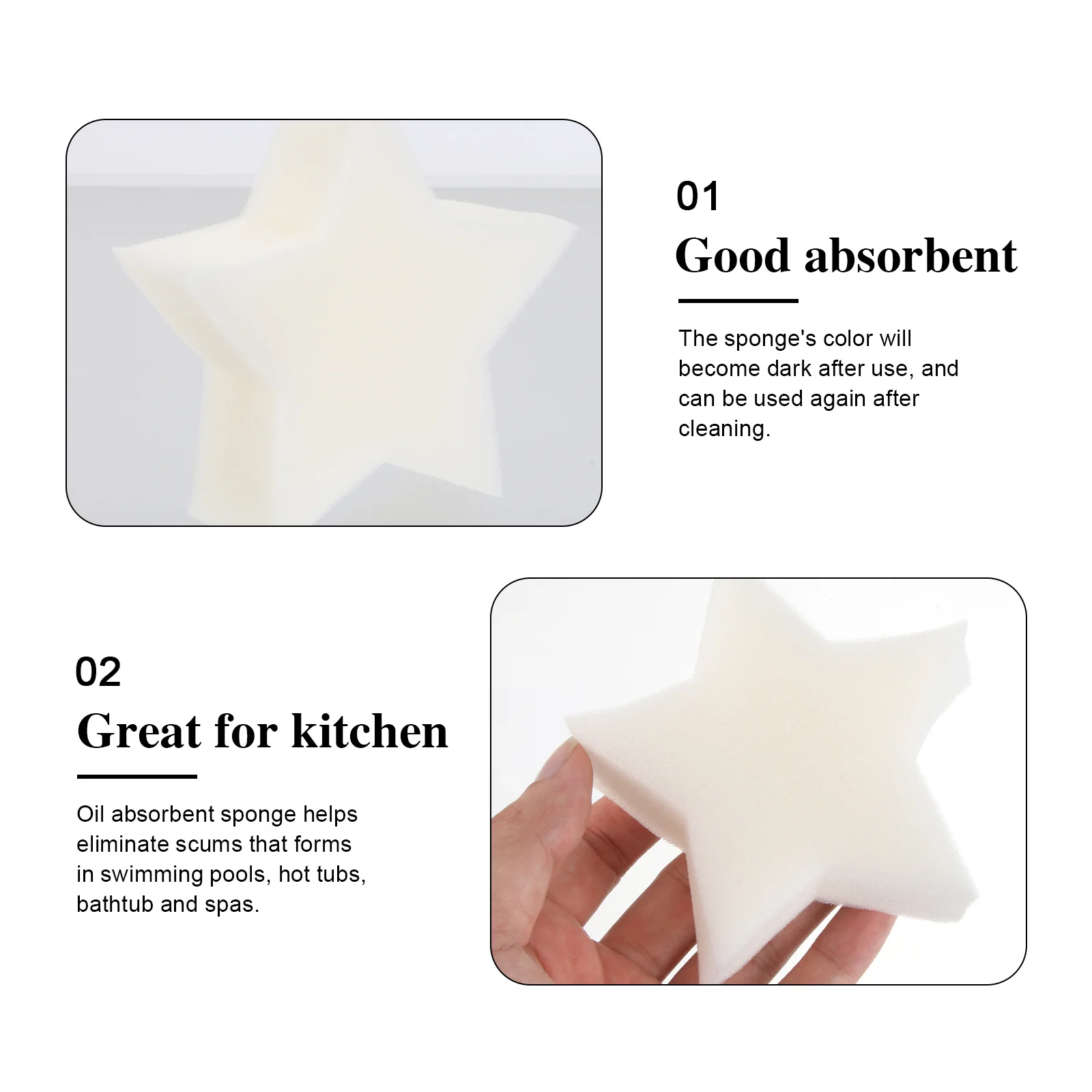 6 قطعة شكل نجمة تصفية النفط امتصاص الإسفنج الأبيض لحمام السباحة المطبخ بركة تنظيف امتصاص الشحوم الصدأ الطين إزالة الأوساخ