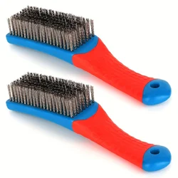 Wire Brush  Duty Stainless  Bristles with Plastic Handle Grip for Rust, Wielding Slag, Dirt & Paint Scrubbing with Deep Cleaning