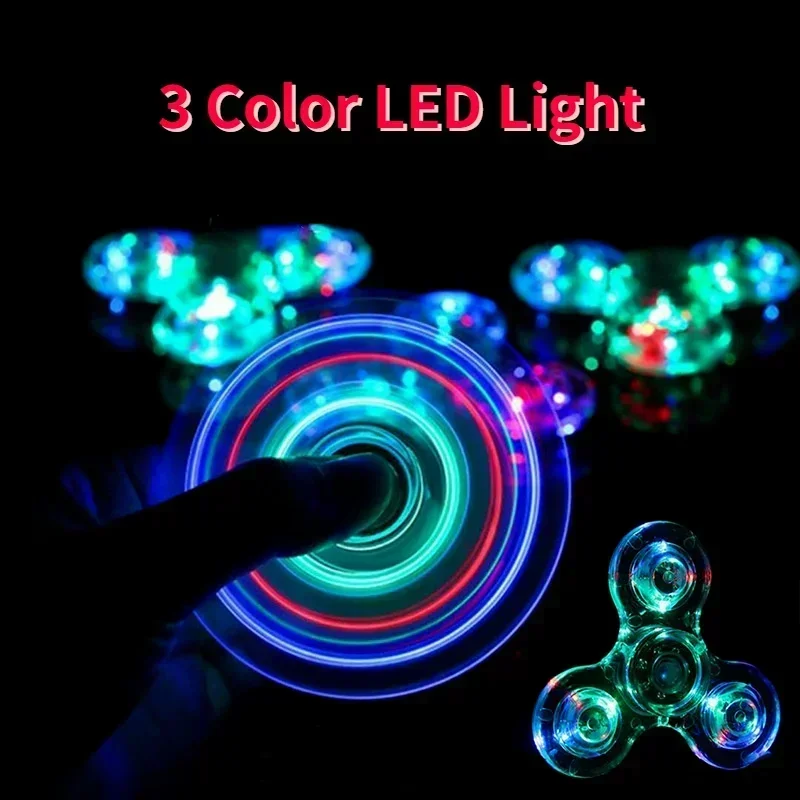 Luz led fidget spinner noite brinquedo luminoso fidget spinner alívio do estresse brinquedos crianças novidade brinquedo dedo alívio do estresse brinquedos