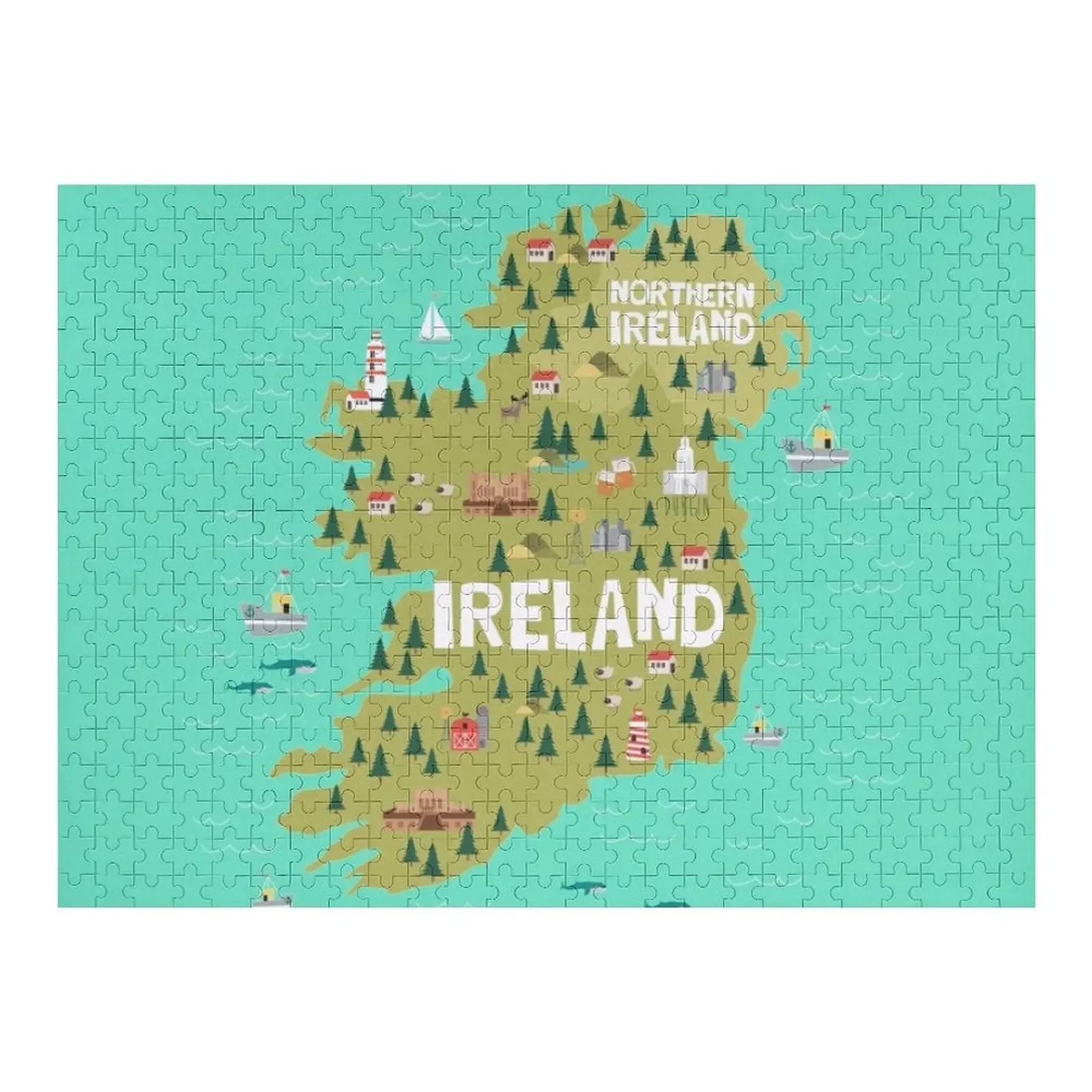 

IRELAND illustrated map Jigsaw Puzzle Photo Jigsaw Custom Customizable Gift Puzzle