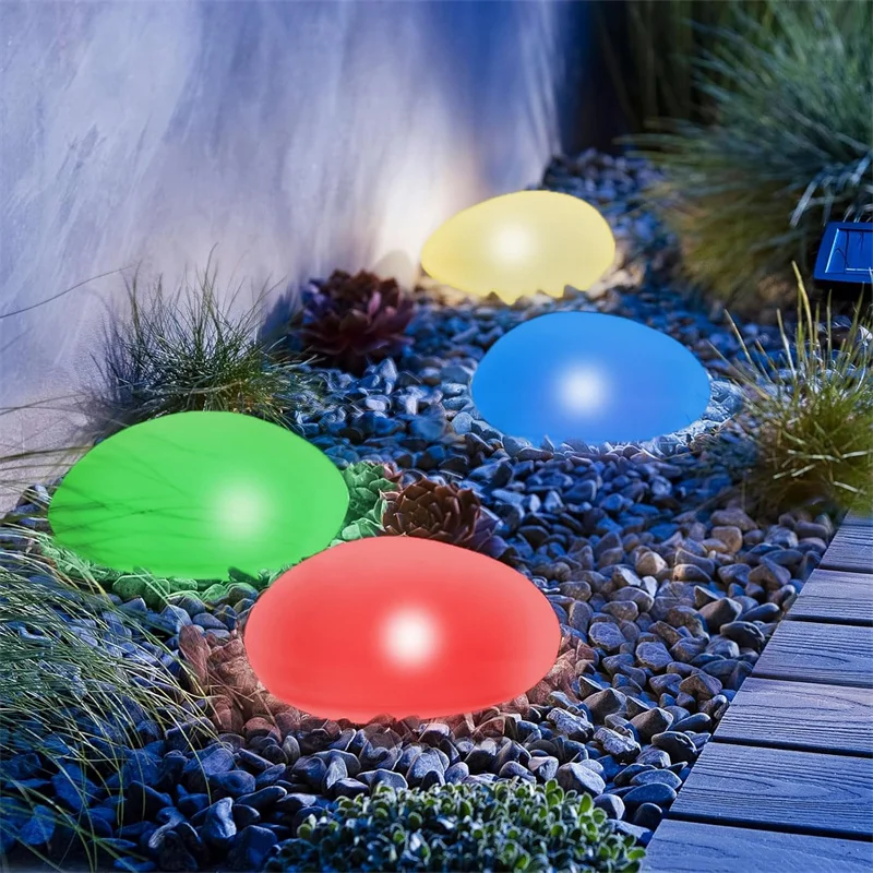 Luzes de pedra movidas a energia solar ao ar livre, luzes solares ao ar livre, jardim luz à terra iluminação paisagem para fora do pátio caminho quintal