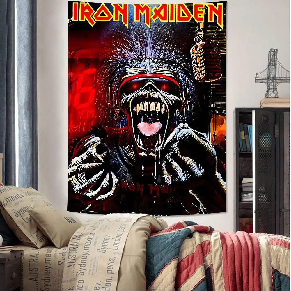 I-Iron Band M-Maiden Theme พื้นหลังผ้า Happy Birthday Party Baby Shower อุปกรณ์ตกแต่งแบนเนอร์การถ่ายภาพ Props