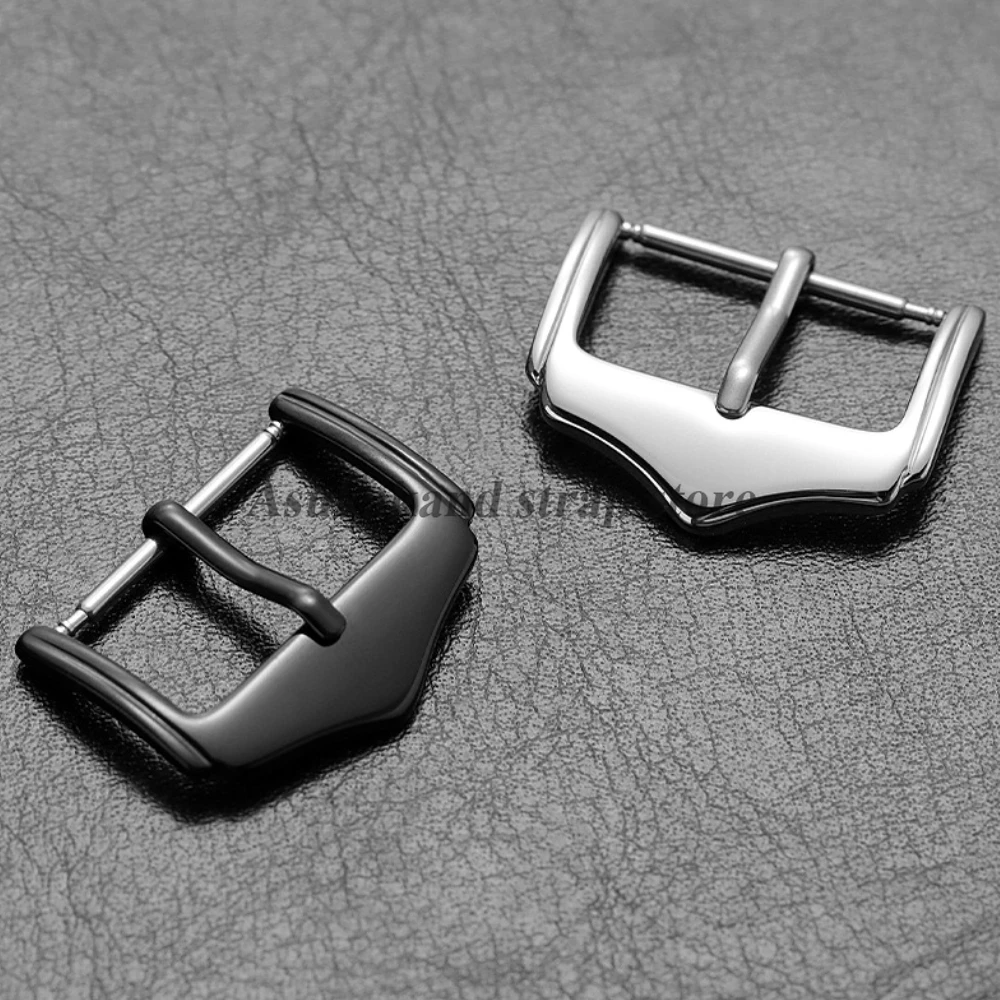 16mm 18mm 20mm Stainless Steel WatchBuckle Silver Black Polished Watch Clasps Replacement for Leather WatchStrap Watch Button