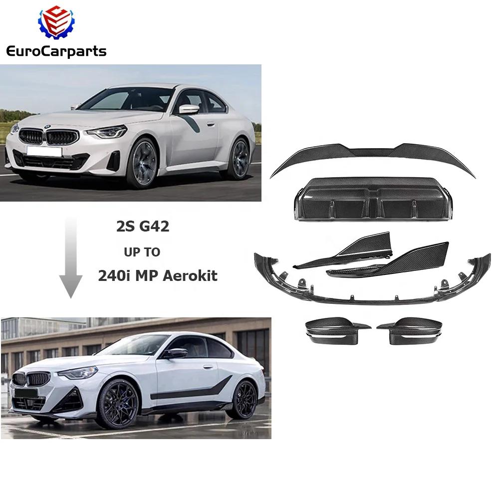 240i MP Aerokit Body Kit for BMW 2 Series G42 Dry Carbon Fiber Accessories Front Rear Lip Side Skirt Rear Wing Side Mirror Cover