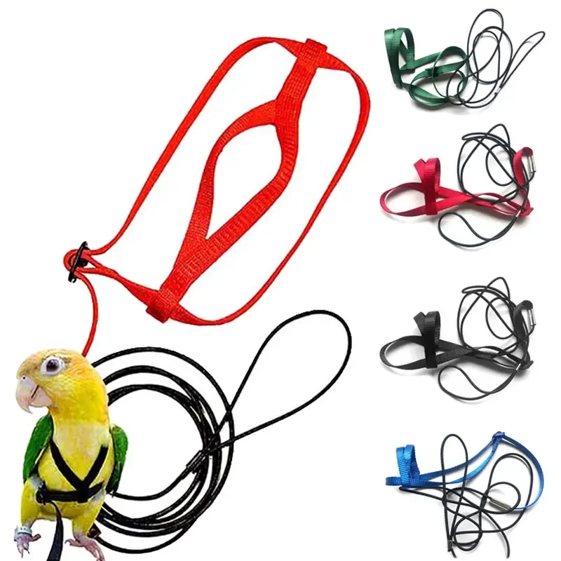 4 Colors Parrot Harness 1.2m/1.3m Pet Birds Leash Outdoor Flying Traction Straps Band Adjustable Anti-Bite Training Rope