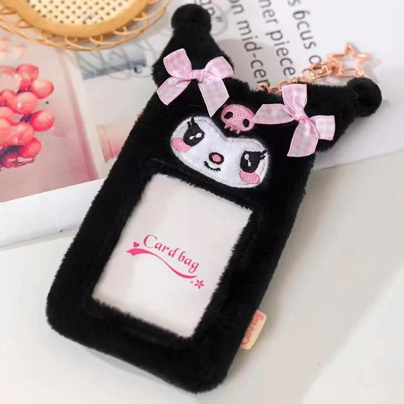 حامل بطاقات صغير من القطيفة الكرتونية، حامل بطاقات الدب الأصفر اللطيف في الحرم الجامعي، حقيبة بطاقات على شكل حيوانات ناعمة ورائعة #6