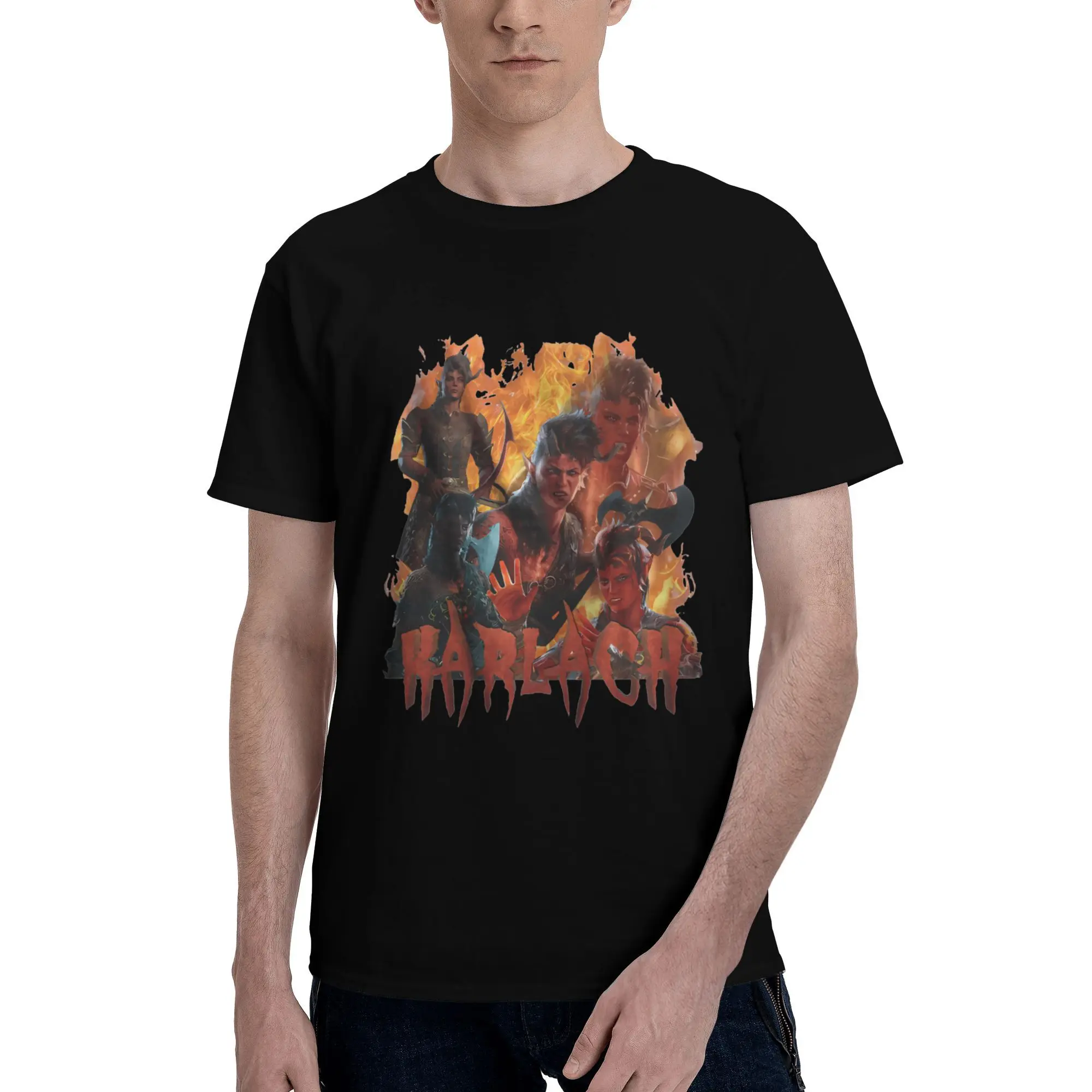 KARLACH Baldurs Gate 3 Stylish Graphic Men's Designer Clothes I Want My Mommy T Shirt 3D Printed Cotton Tops Male Short Tee