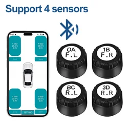 Motosiklet Bluetooth Uyumlu Lastik Basıncı İzleme Sistemi TPMS Lastik Basıncı Sensörleri Harici Sensör Android/IOS Araba TMPS