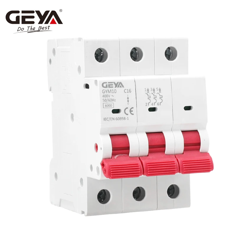 GEYA GYM10 3P 6KA AC MCB Din Rail 220V 400V Mini Circuit Breaker 6A-63A Factory Direct Manufacturer CE CB Approved