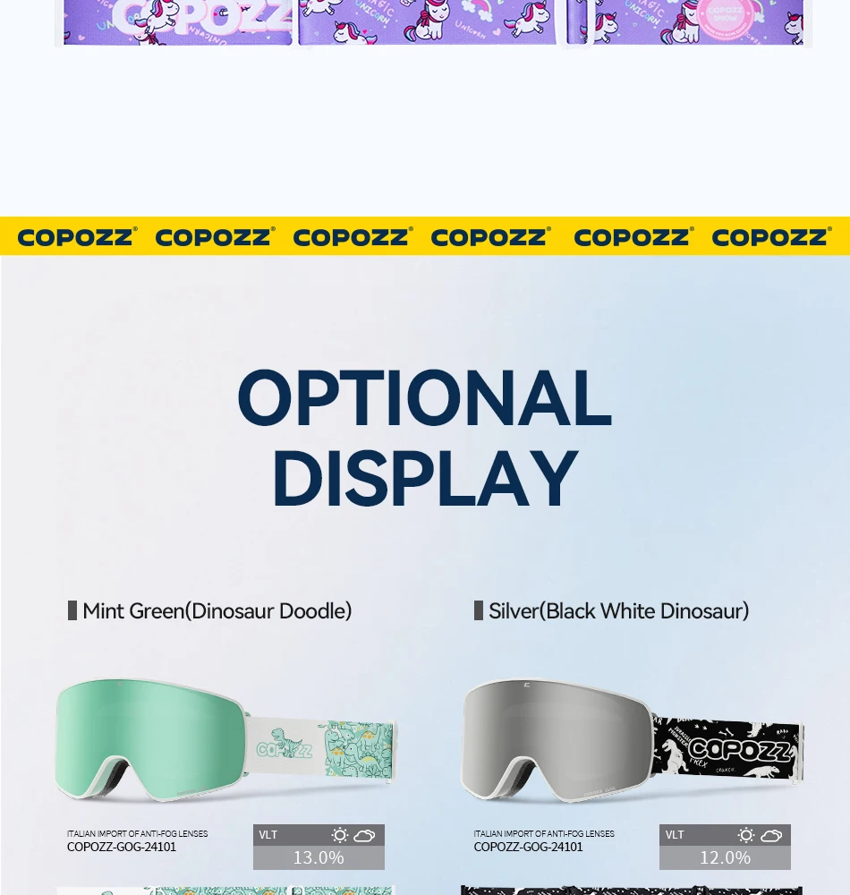 COPOZZ Magnetische Kinder-Skibrille für Kinder, UV400, Antibeschlag-Maskenbrille, Mädchen und Jungen, Snowboardbrille mit personalisierten Trägern – Detail 9