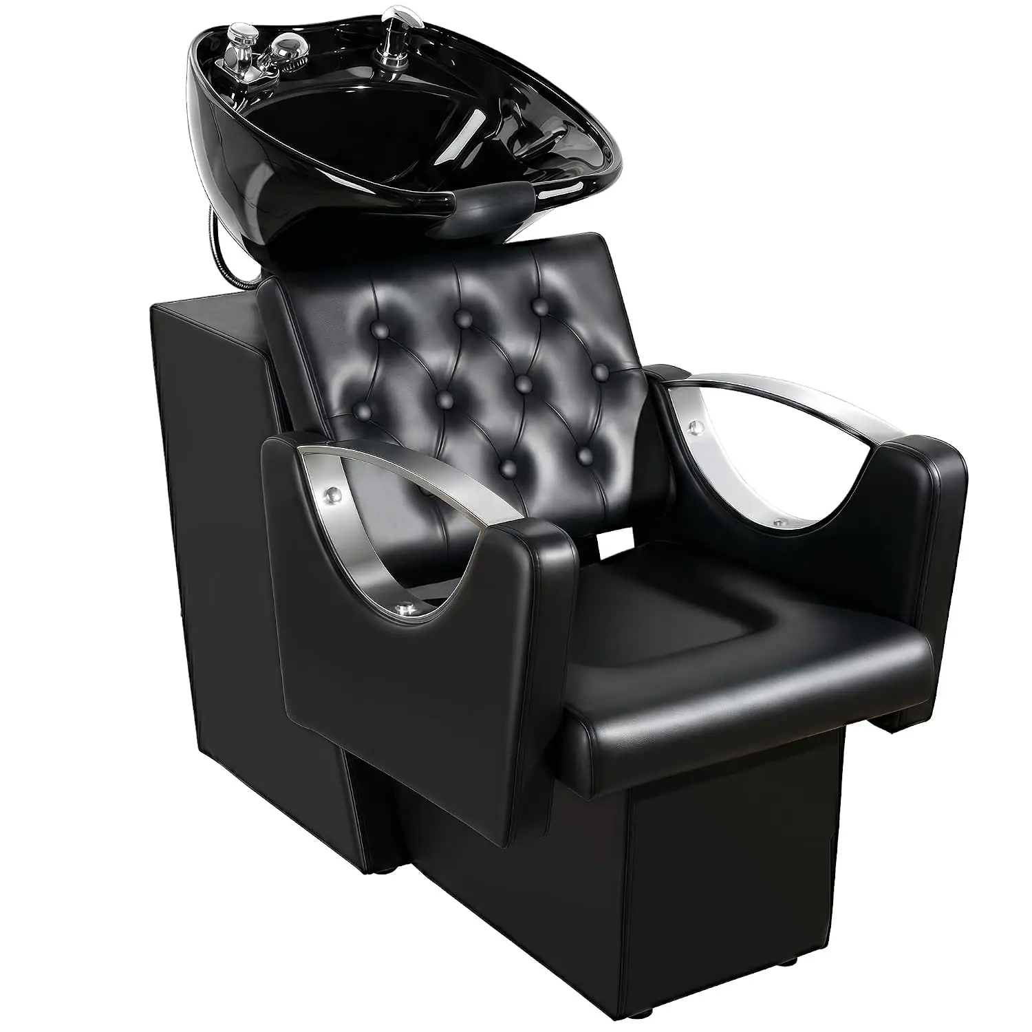 Salon Shampoo Chair & Backwash Unit with Adjustable Tilting Ceramic Bowl for Hair Stylist Barbershop Equipment, Customized