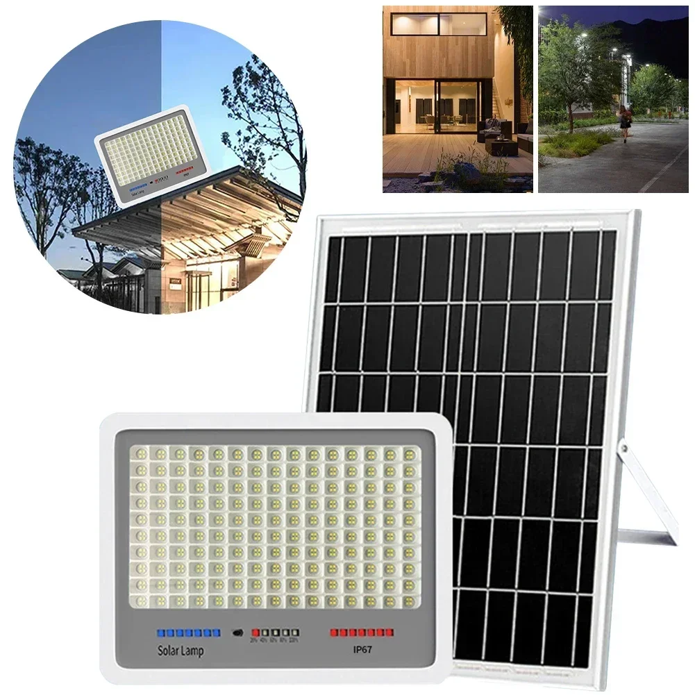 LED Solar Lights Super Bright Solar Lamps Outdoor Waterproof Spotlights Remote Control Wall Street Garden Lighting Sunlight