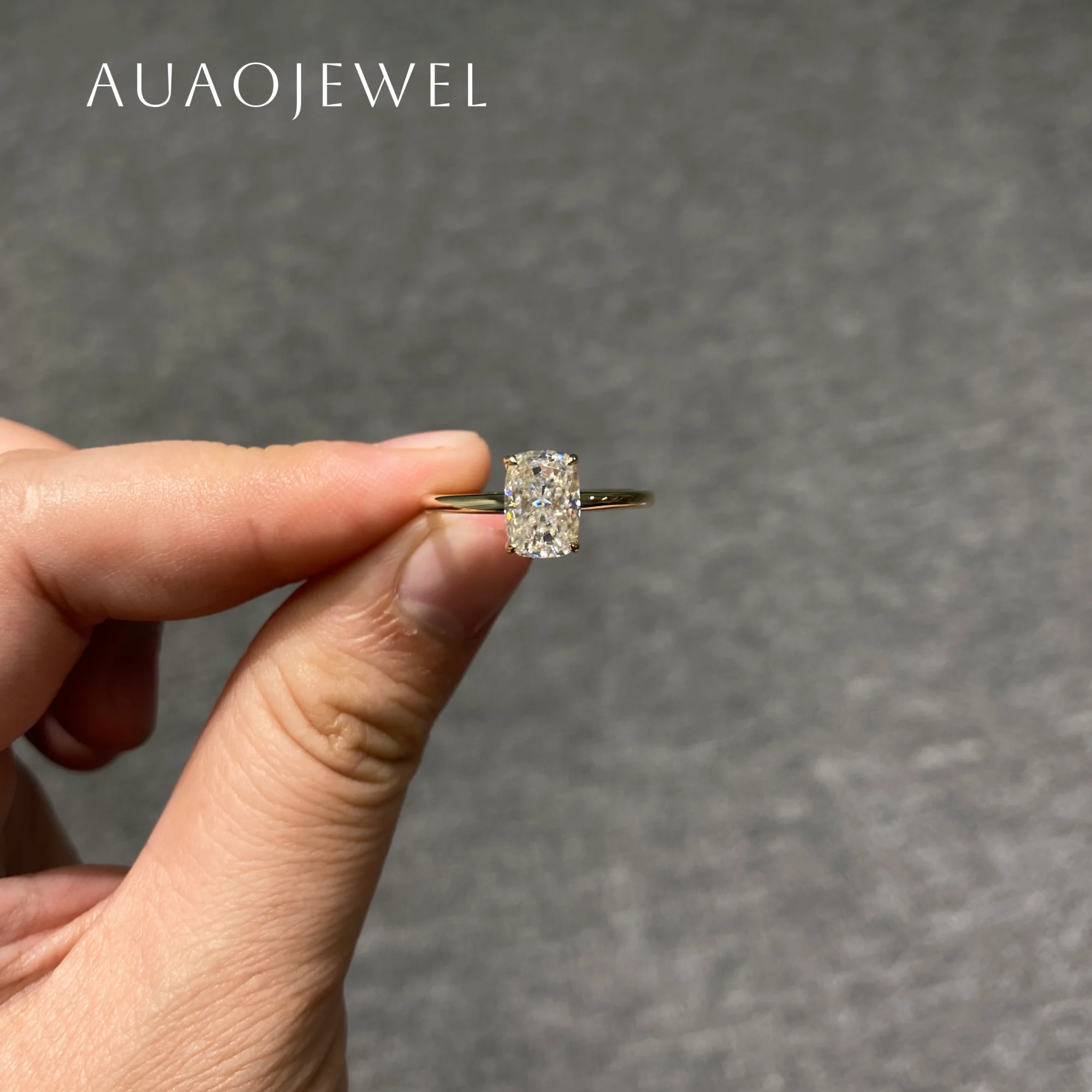 AUAOJEWEL 3.5Carat Cushion Moissanite Engagement Ring With Certificate 7X9.5Mm Stone 14K 18K Real Gold Original Luxury Jewelry