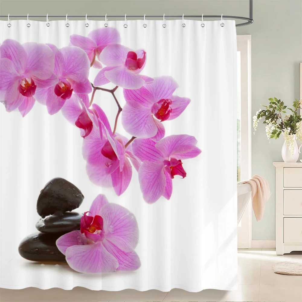 

3D beautiful flower printing bathroom curtain polyester waterproof with hooks home decoration shower curtain bathroom screen