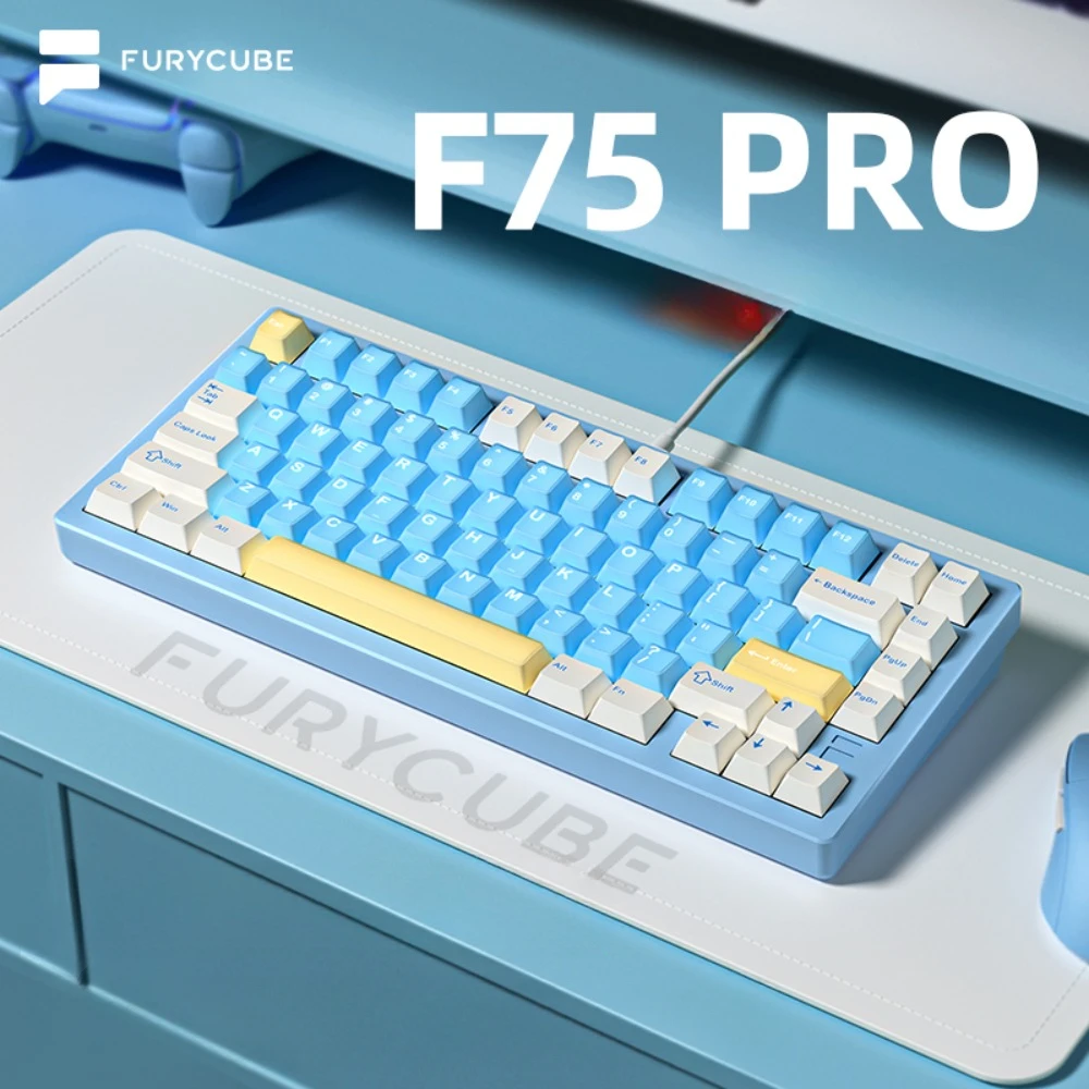 

FURYCUBE F75PRO Mechanical Keyboard Wireless Tri-mode GASKET Quick Release Hot-Swap RGB Custom Aluminum Office Gaming Keyboard