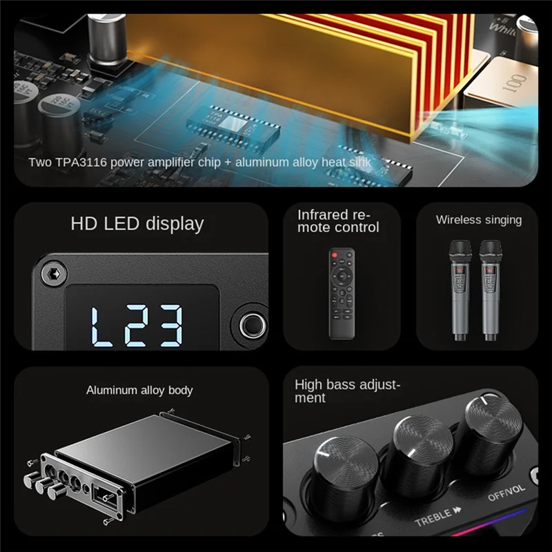 AA08-Bluetooth Receiver For Home Stereo Digital Amplifier Board Bluetooth 5.3 Amplifier EU Plug