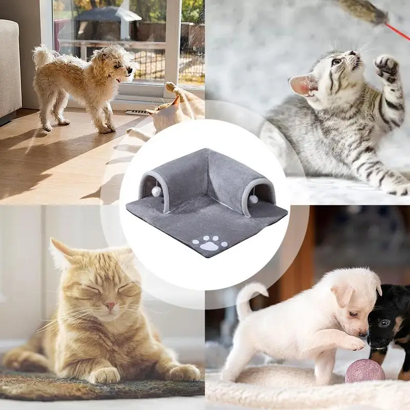 Cat Tunnel Bed Pet Cave Bed Tunnel Cat Tube Toy Removable Portable Cat Bed Play Tunnel And Mat For Cat Guinea Pigs Dog Rabbits