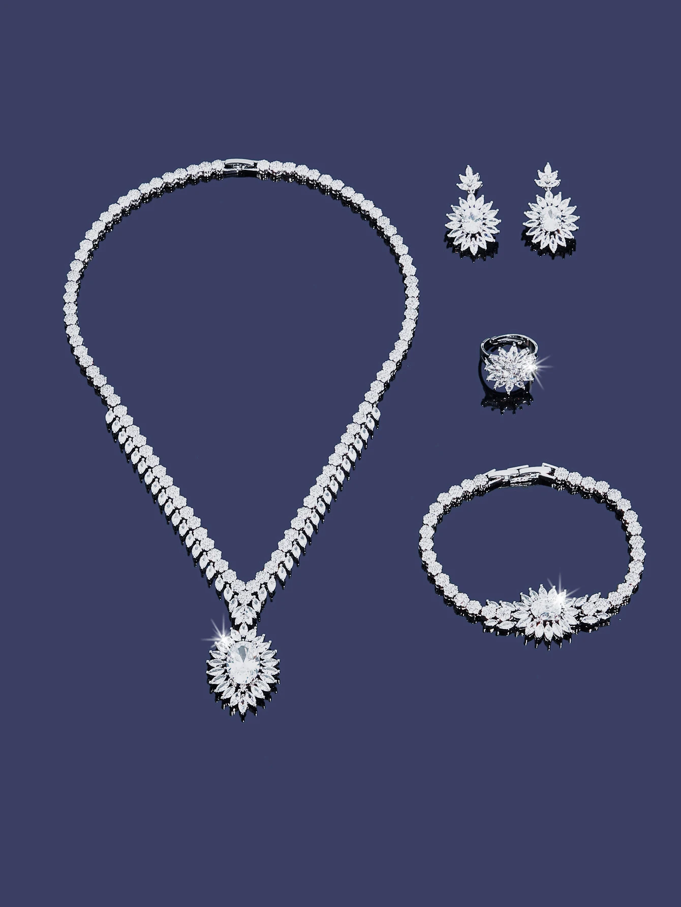 2024 neue Zirkonia Wasser tropfen 4-teilige Braut Hochzeit Schmuck Set Mode Dubai Saudi Schmuck Set Frauen Hochzeit Set