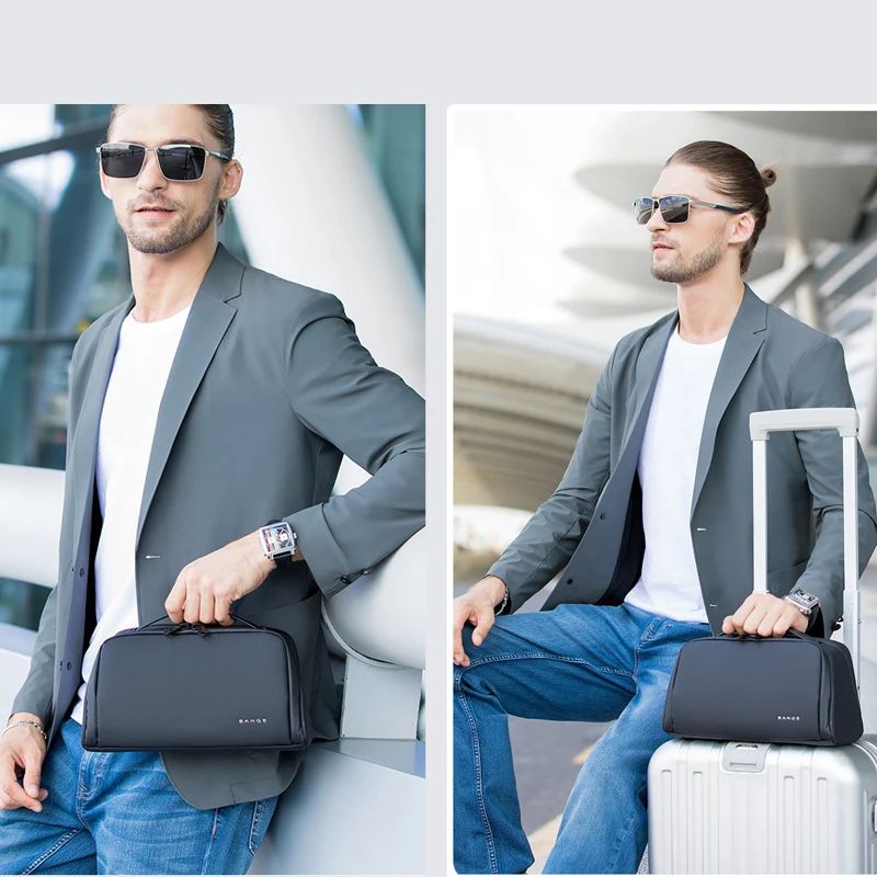 Imagem -02 - Bange Homens Bolsa de Higiene Pessoal Black Travel Ladies Bolsa Cosmético Amenidades de Higiene Organizador Impermeável Maquiagem Armazenamento Bolsa de Separação Seca e Molhada