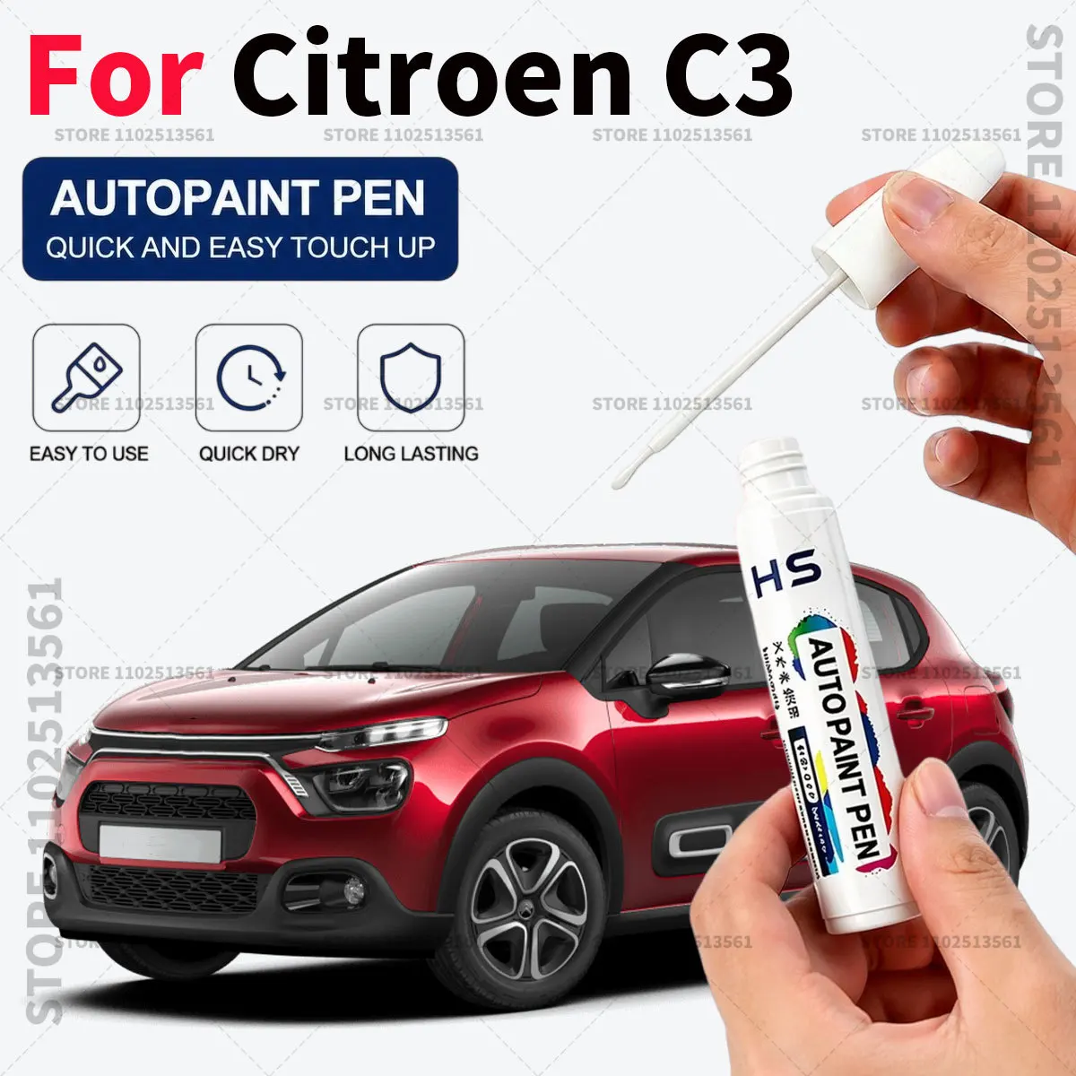 

Car Touch Up Paint Pen Scratch Chip Repair Paint For Citroen C3 Cumulus Grey Platinum Grey Polar White Nera Black Elixir Red