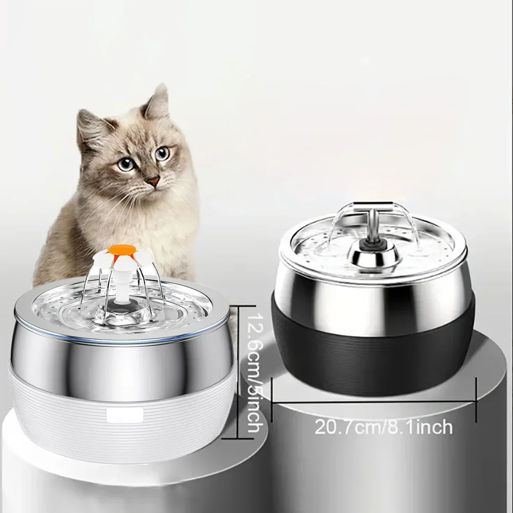 

3L Auto Stainless Steel Cat Fountain 102 OZ Pet Water Dispenser Filter with Faucet Automatic Water Feeder for Cats Dogs Rabbits