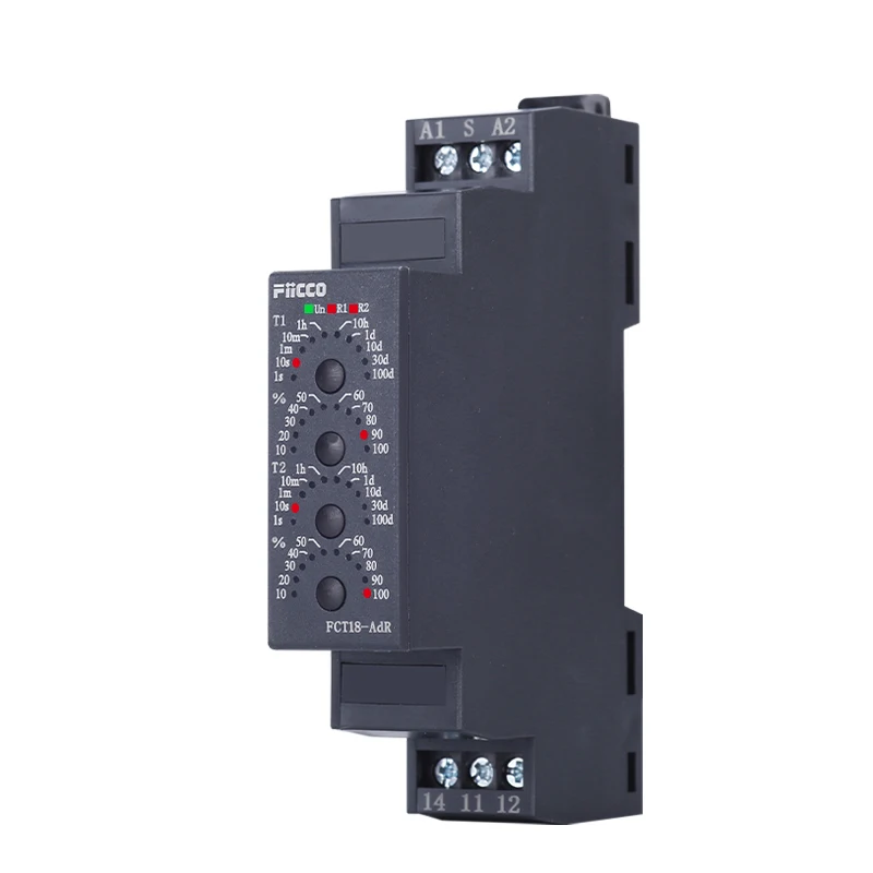 Fiicco FCT18-AdR Din Rail type AC220V DC24V  ACDC12-240V 0.1s-100days NPN/PNP Control Signal Pulse Delay Timer Relay For Cranes