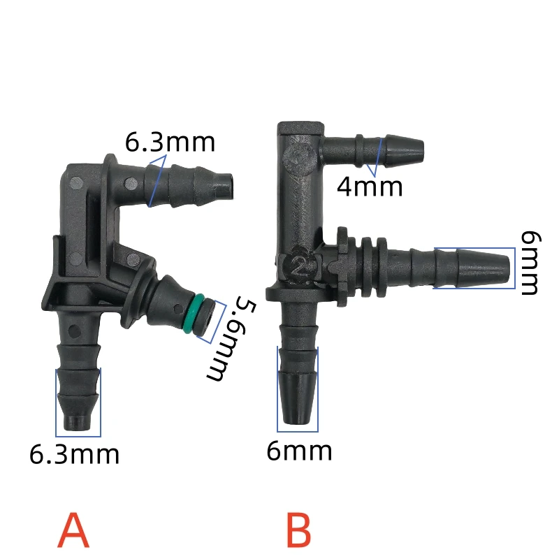 Black plastic F-type T-shaped fuel pipe quick connector auto fastn F-type T-shaped automotive diesel return pipe connector 1 PC