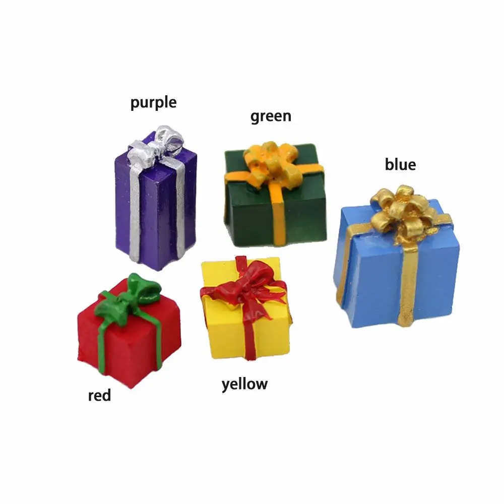 10PCS  Small and Cute Simulation Dollhouse Christmas Gift Box Miniature Resin Jewelry 1/12 Scale