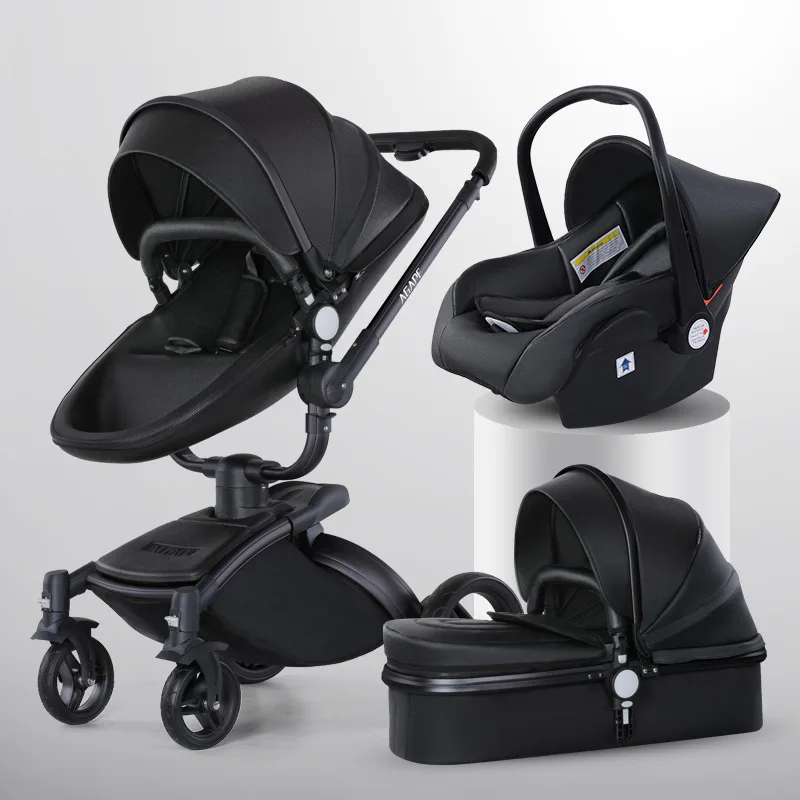 

Baby Car Seat And Stroller Set Two-way Sitting And Lying Eggshell Stroller 360 Degree 3 In 1 Baby Stroller