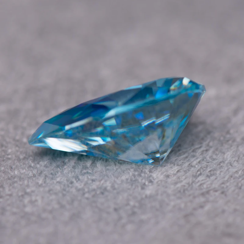 Moissanite Stone Pear Cut  Sea Blue Color DIY  Advanced Extremely Shiny  Charms Jewelry Making Materials with Certificate