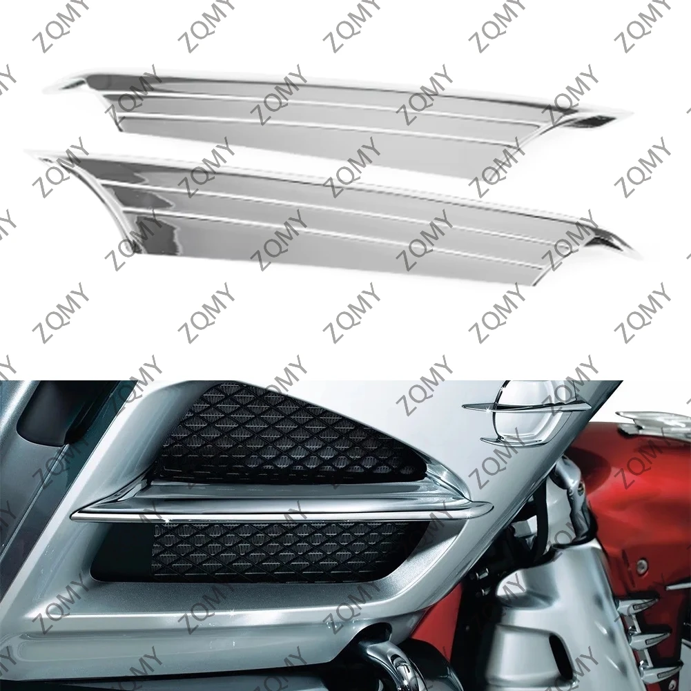 2Pcs Motorcycle Side Vent Fairing Fins Scoop Accents Trim Chrome ABS For Honda Gold Wing GL1800 2012 2013 2014 2015 2016 2017