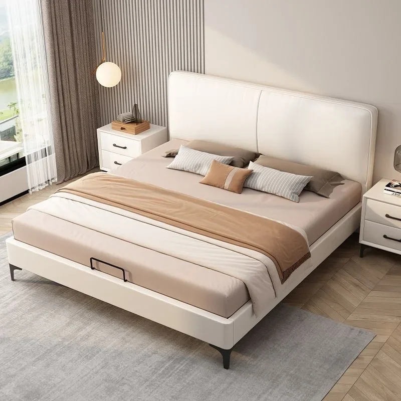 Solid wood technology cloth double soft bag bed