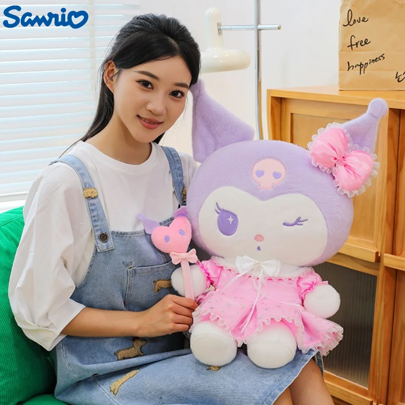 

25-45CM Big Size Sanrio Kuromi Plushies Cartoon Anime Peluche Ornament Stuffed Animal Comfortable Soft Doll Children Toy Gifts