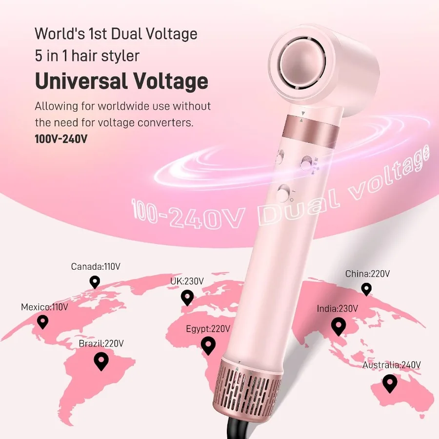 غلاف مصفف الهواء الساخن ذو الجهد المزدوج - فرشاة مجفف الشعر 5 في 1 مع مجفف شعر سريع الجفاف وتصفيف الشعر وتكثيفها #2