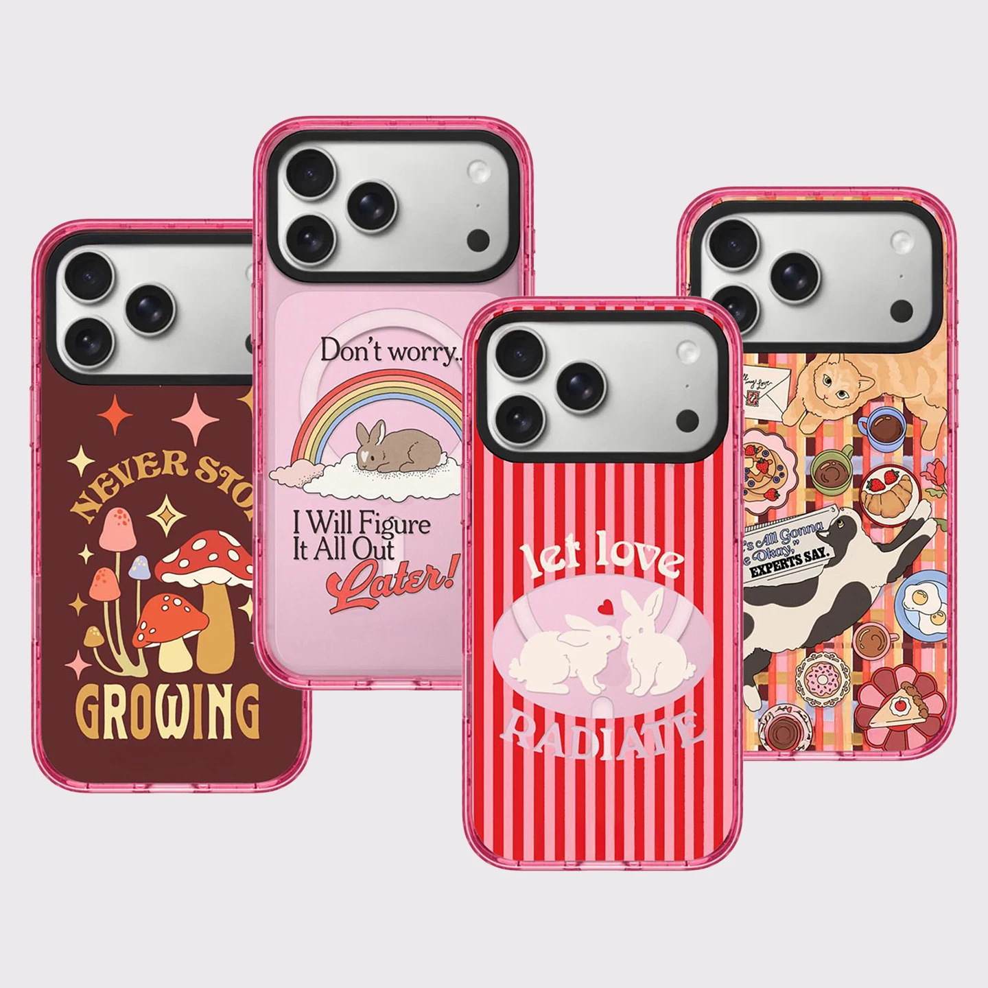 

Don't Worry Cartoon Pink Border Magnetic Impact Cover for IPhone 12 13 14 15 16 17 Pro Max Case for IPhone 17 Air