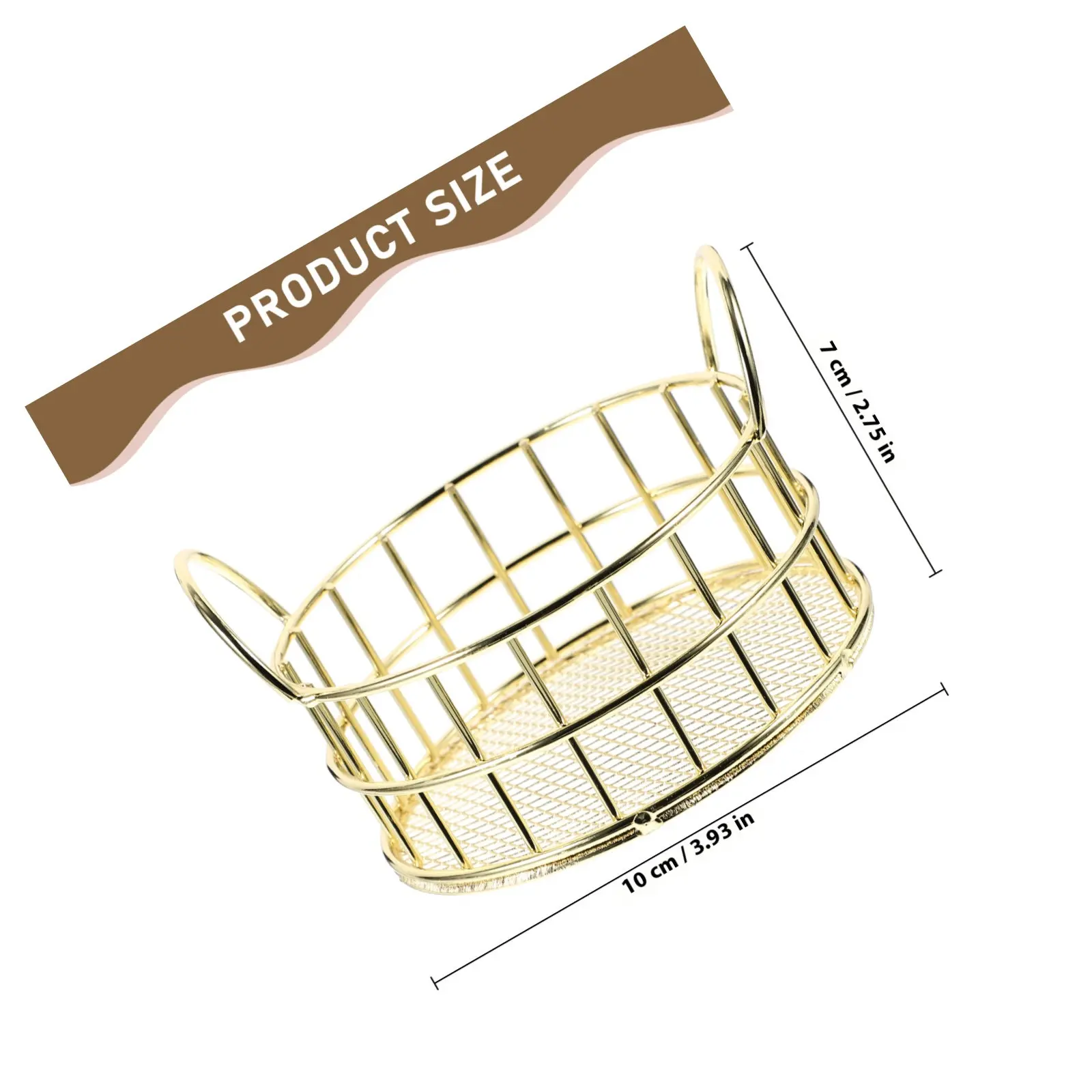 Sturdy Round Metal Storage Basket Iron Wire Mesh for Fruit Snacks Candy Makeup Lipstick Desktop Organizer Home Office Sundries