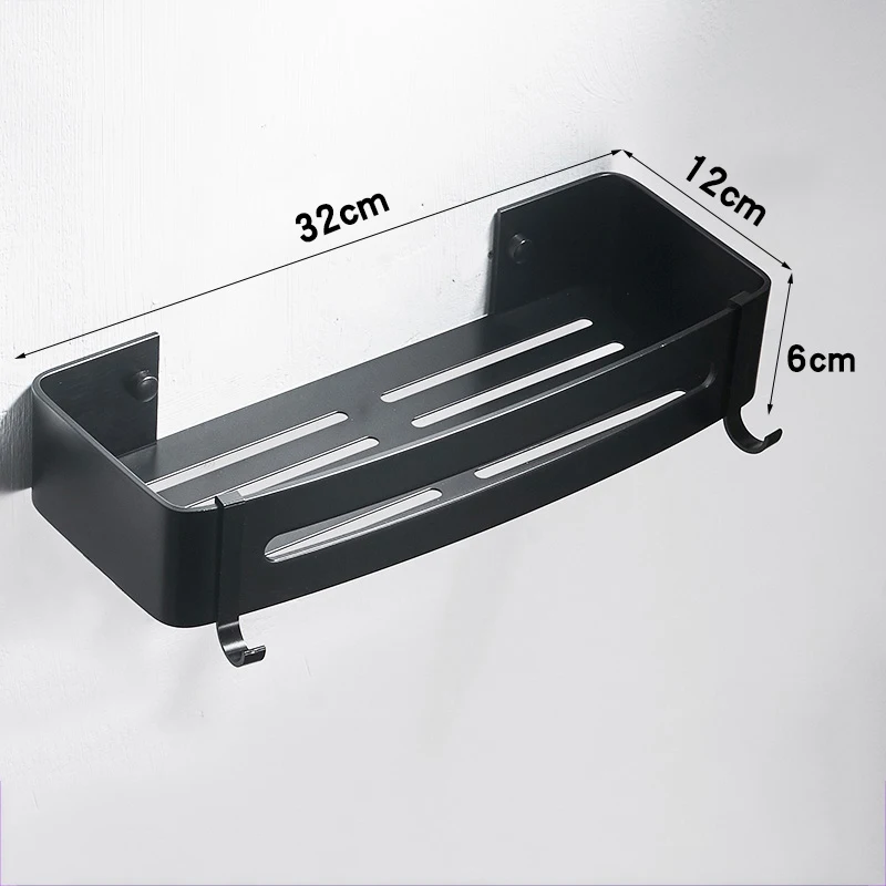 Black No Punching Bathroom Shelf Organizer Shower Storage Rack Corner Shelves Wall Mounted Toilet Shampoo Holder Kitchen Shelf