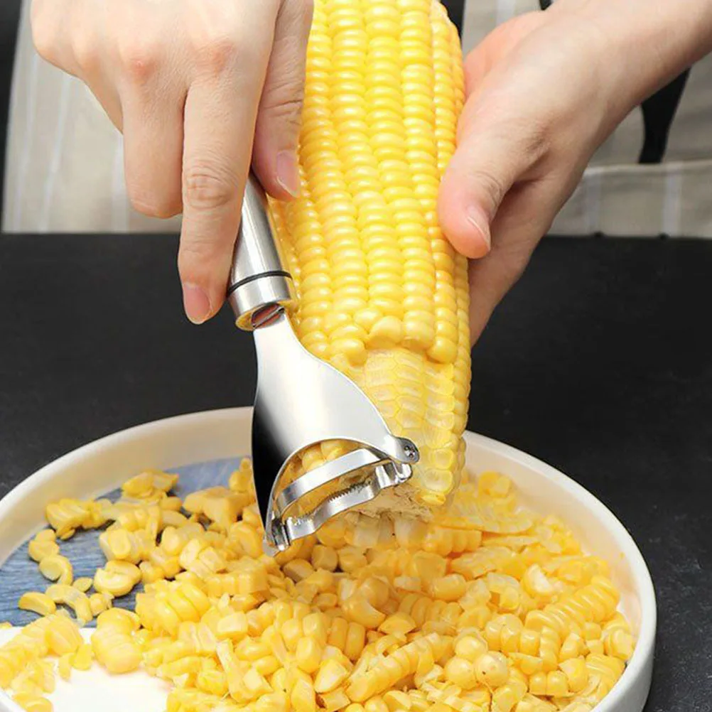 

Stainless Steel Corn Peeler Flexible Kitchen Thresher Adjustable Diameter Household Corn Cutter Easy Clean Cooking Tool