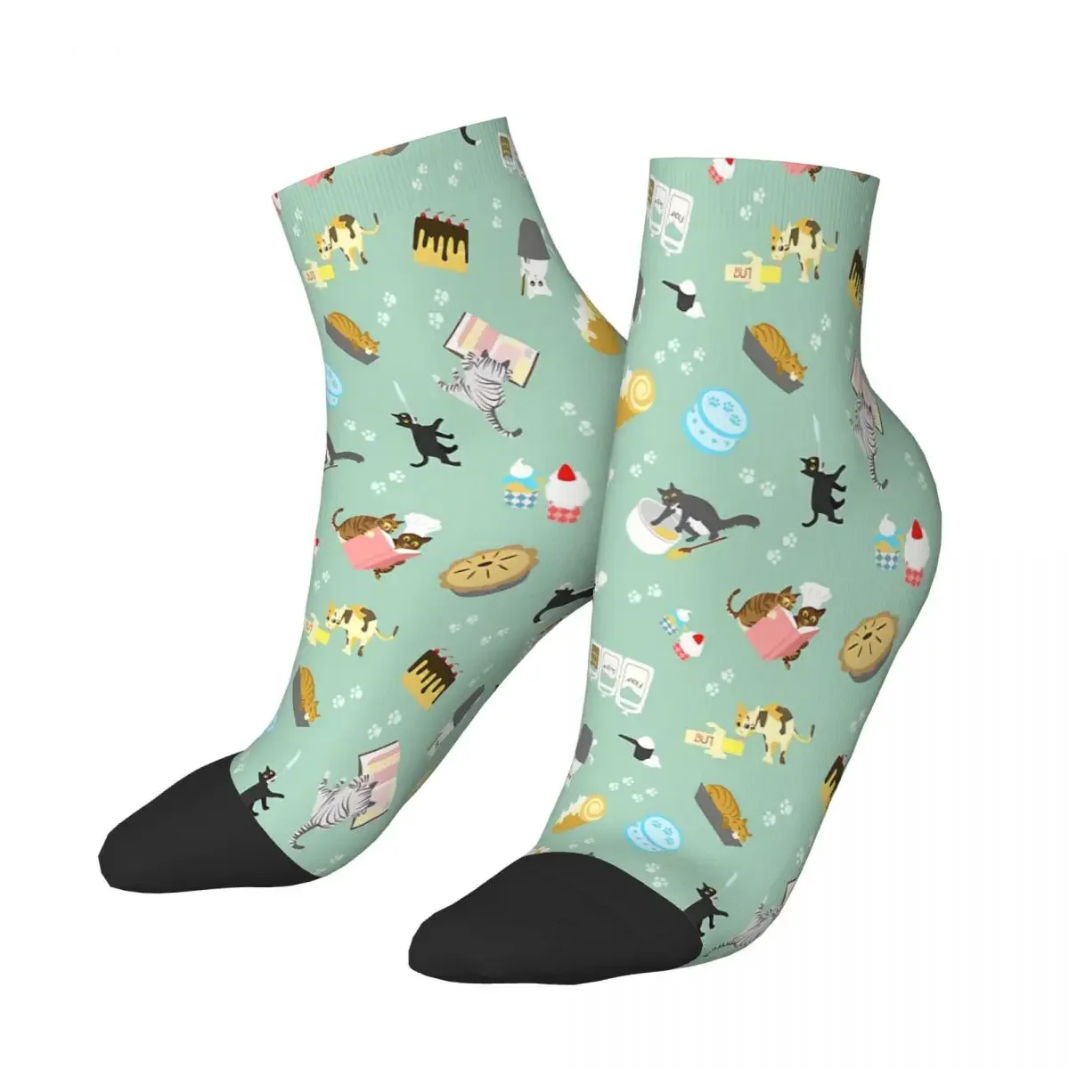 Cats Baking Cakes And Other Sweets Ankle Socks Male Mens Women Spring Stockings Polyester