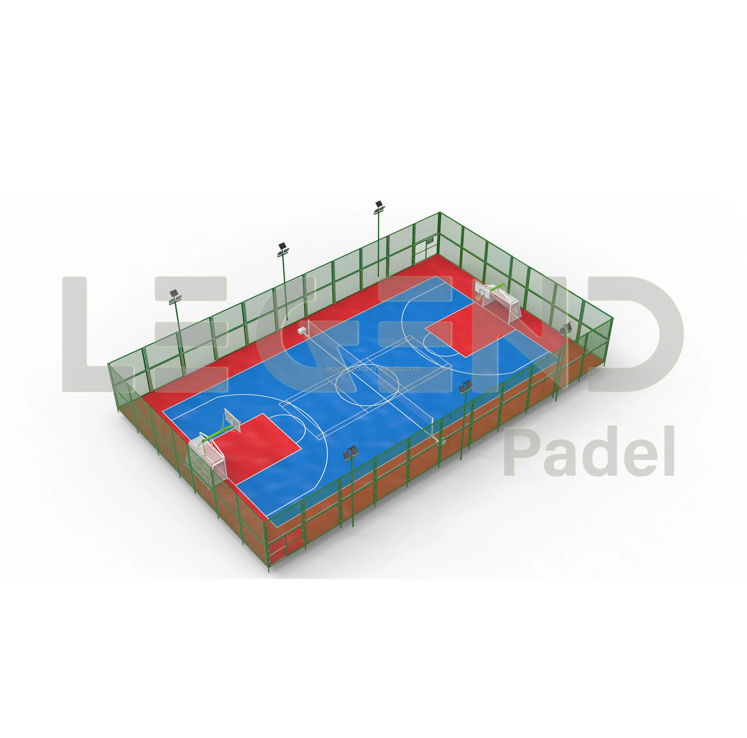 

Multi Functional Outdoor Sports Field Multi Game Court Equipment Facility Padbol Court