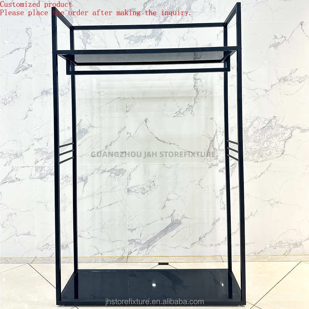 

ODM OEM Showroom Clothing Stand Metal Black Garment Display Rack ODM OEM Showroom Window showcase Clothing Racks for Boutique
