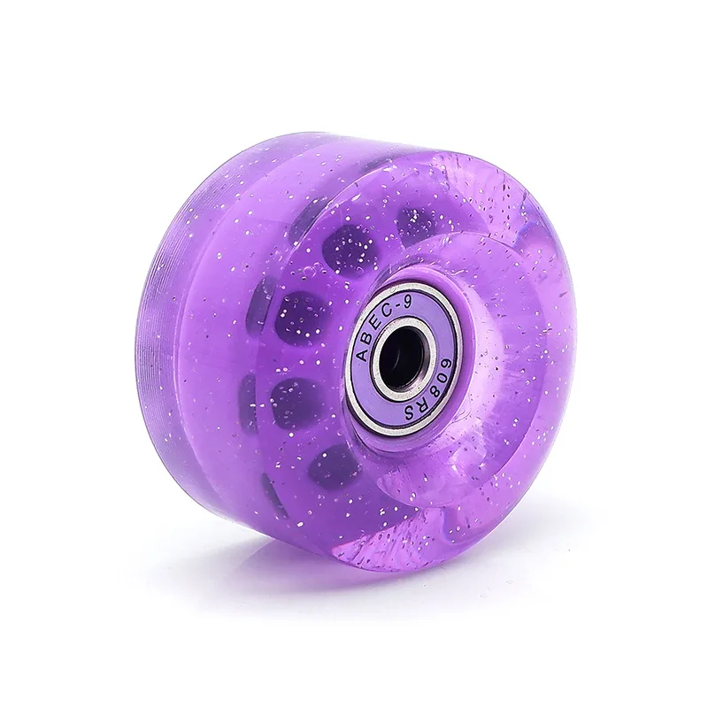 Двухрядные роликовые коньки, высокоэластичные колеса из искусственной кожи, четырехколесные роликовые коньки 82A, несветящиеся цветные прозрачные колеса с блестками